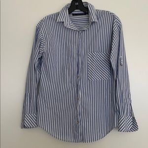 Zara Roll-up blue stripe shirt -Size S